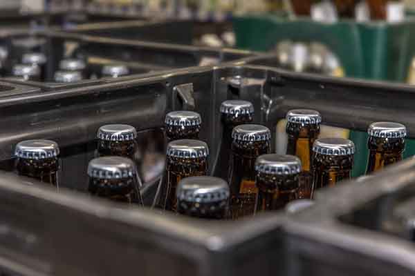 Beer bottles in several beer crates