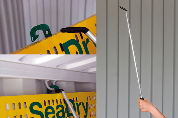 Bilder vom Container-Trockenmittel SeaDry Pole H und Hilfsmittel Helping Hand im Frachtcontainer