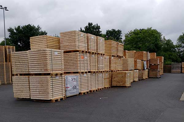 Wooden pallets stored in the open air